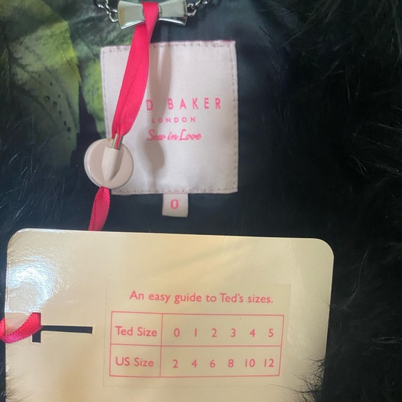 Ted Baker leather jacket size 2 genuine leather 100% lamb shearling fur collar - Picture 12 of 15